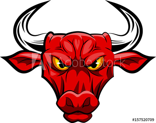 Red Bull Mascot Face Vector Illustration 500x393 Red Bull Mascot Face Vector Illustration