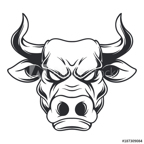 Black And White Buffalo Bull Mascot Head Face Illustration Vector 500x500 Black And White Buffalo Bull Mascot Head Face Illustration Vector