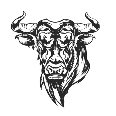 400x400 Bull Head On Curated Vector Illustrations, Stock Royalty Free