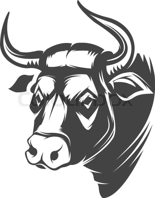 627x800 Bull Head Emblem Isolated On White Stock Vector Colourbox