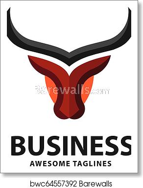 292x382 Creative Bull Head Color Vector Logo, Art Print Barewalls