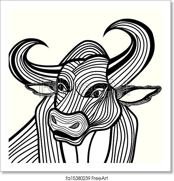 561x581 Free Art Print Of Bull Head Vector Animal Illustration For T Shirt