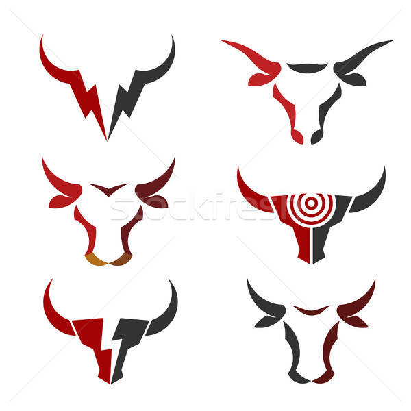 600x600 Best Simple Bull Head Vector Logo Set Vector Illustration