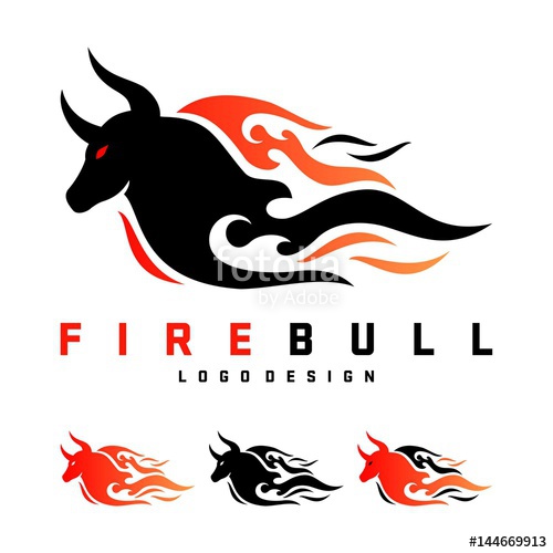 500x500 Bull Logo, Fire Bull Design Logo Vector Stock Image And Royalty