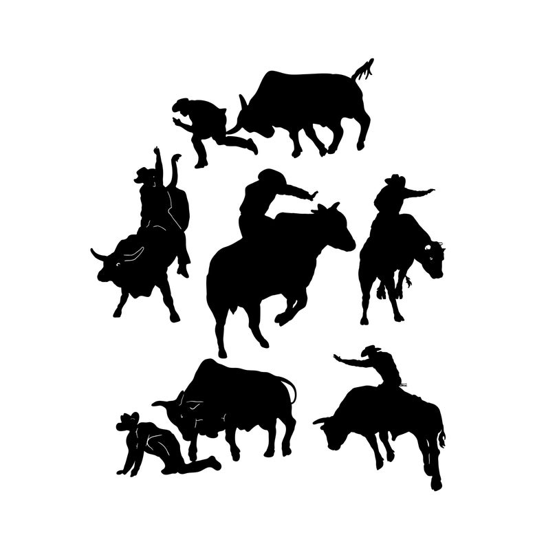 794x794 Bull Rider Graphics Dxf Png Pdf Vector Art Clipart Etsy