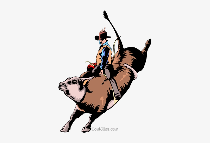 820x560 Cowboy Riding A Bull Royalty Free Vector Clip Art Illustration