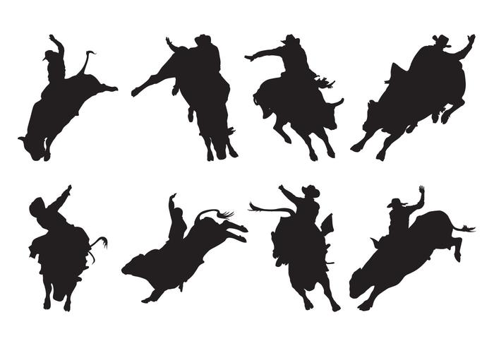 700x490 Free Bull Rider Silhouettes Vector