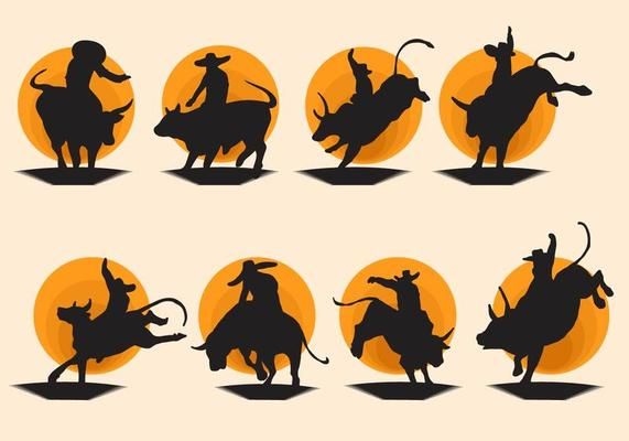 571x400 Free Silhouette Bull Rider Vector
