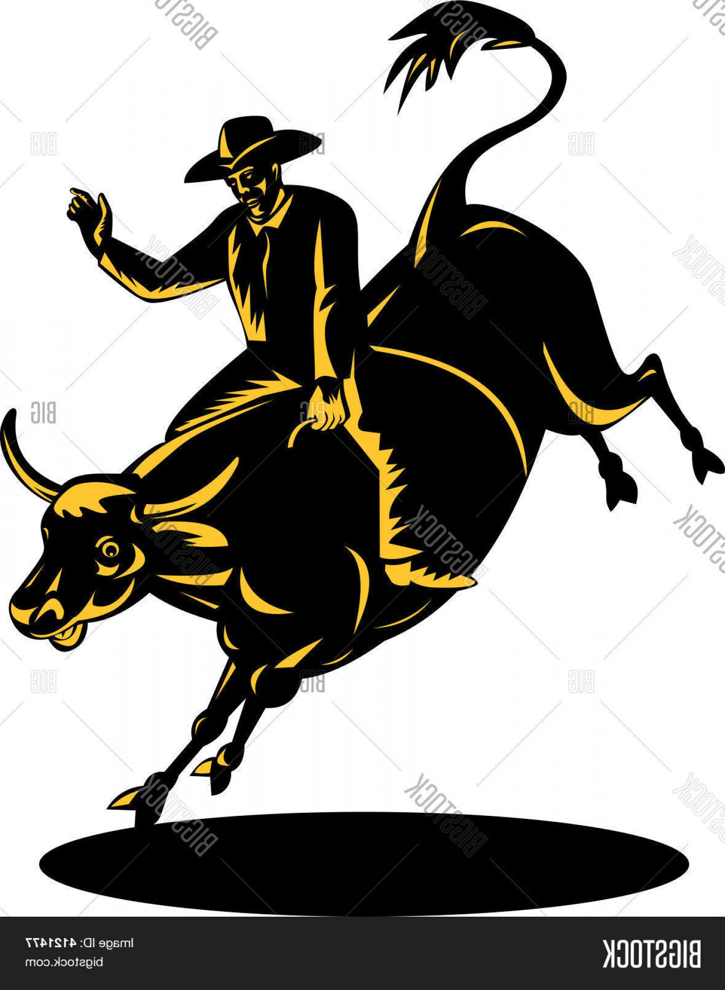 1423x1944 Stock Vector Rodeo Cowboy Bull Riding Soidergi