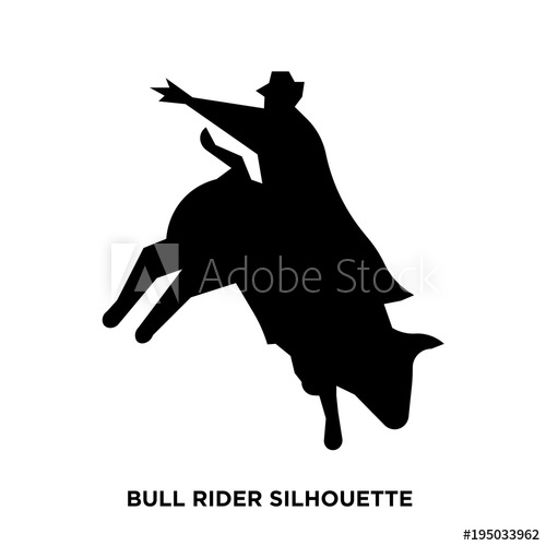 500x500 Bull Rider Silhouette On White Background
