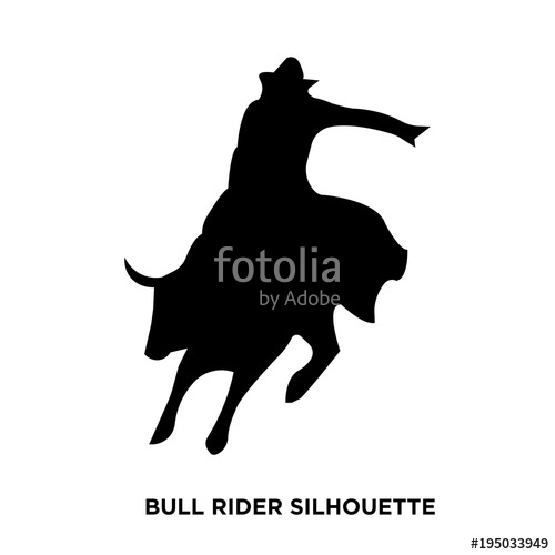 500x500 Bull Rider Silhouette On White Background Stock Image And Royalty