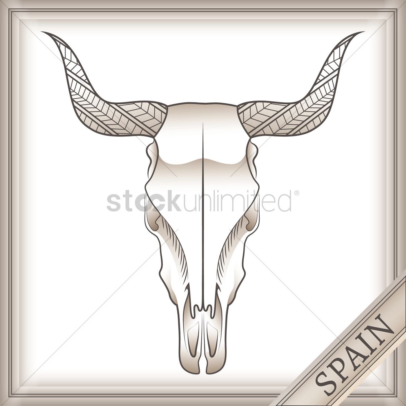 1300x1300 Bull Skull Vector Image