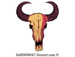 254x194 Free Art Print Of Bull Skull Watercolor Beautiful Vector Image