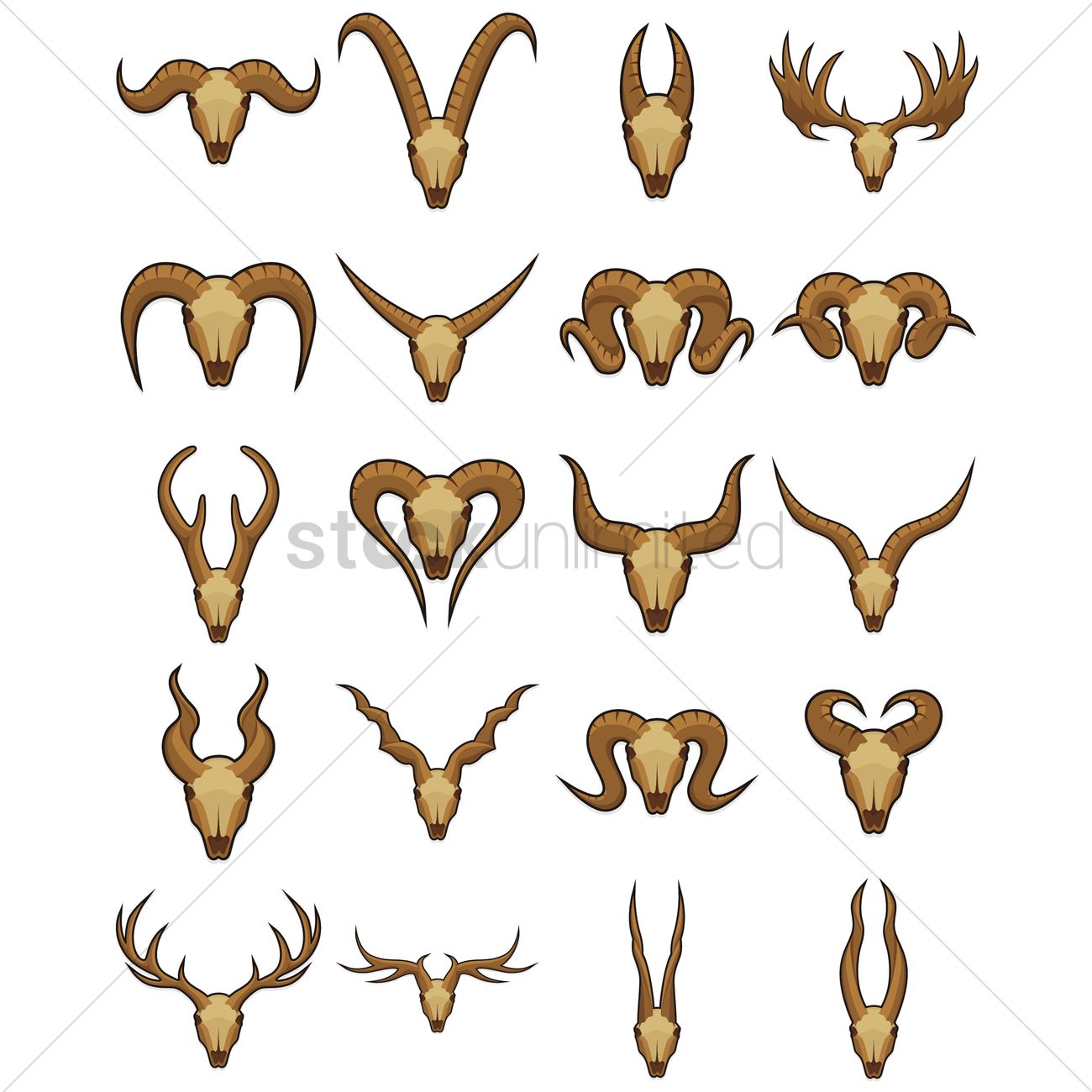 1300x1300 Set Of Bull Skull Icons Vector Image