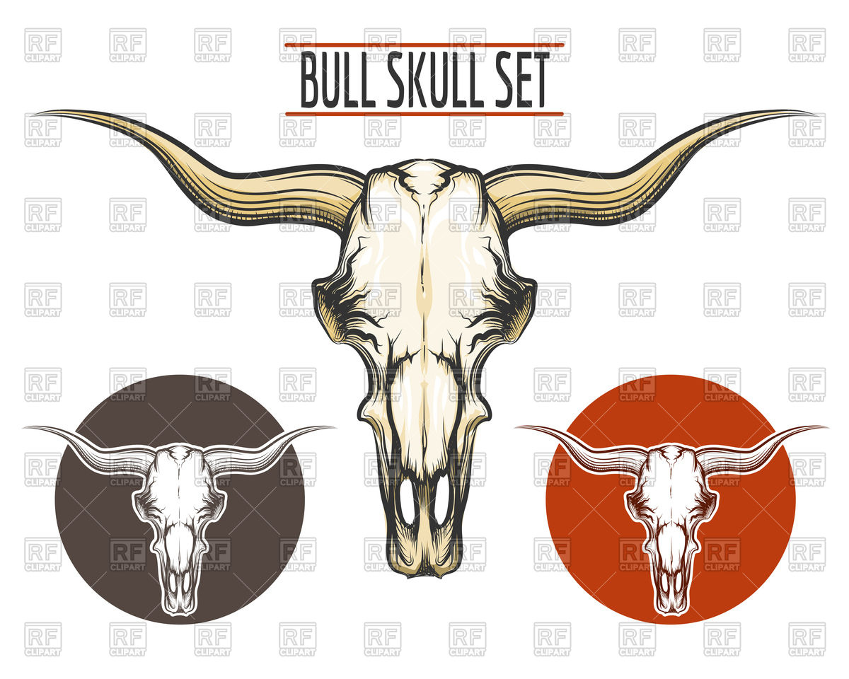 1200x960 Set Of Bull Skulls Drawn In Tattoo Style Vector Image Of Plants