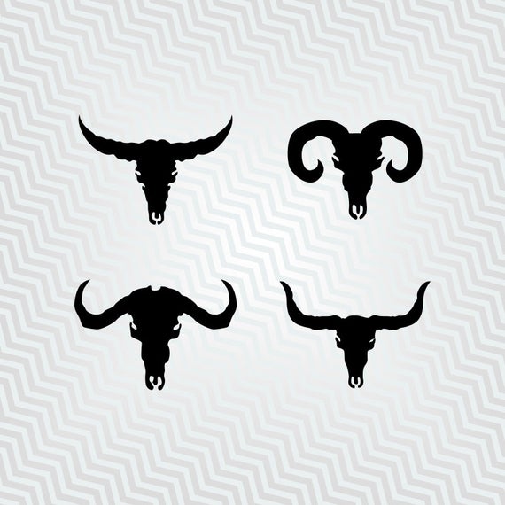 570x570 Buffalo Bison Bull Skull Longhorn Cutout Vector Art Etsy