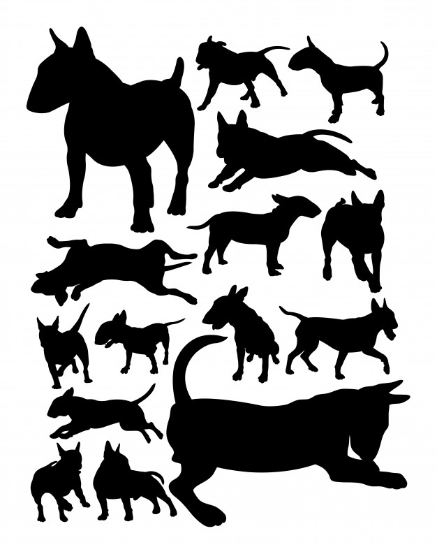 626x793 Bull Terrier Dog Animal Silhouettes Vector Premium Download