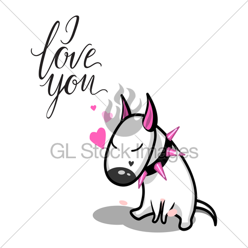500x500 Cute Vector Cartoon Dog White Bull Terrier In Love I Lo Gl