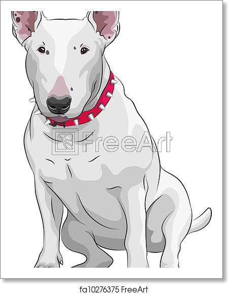 450x580 Free Art Print Of Vector Cartoon Bull Terrier Dog Breed Sittong