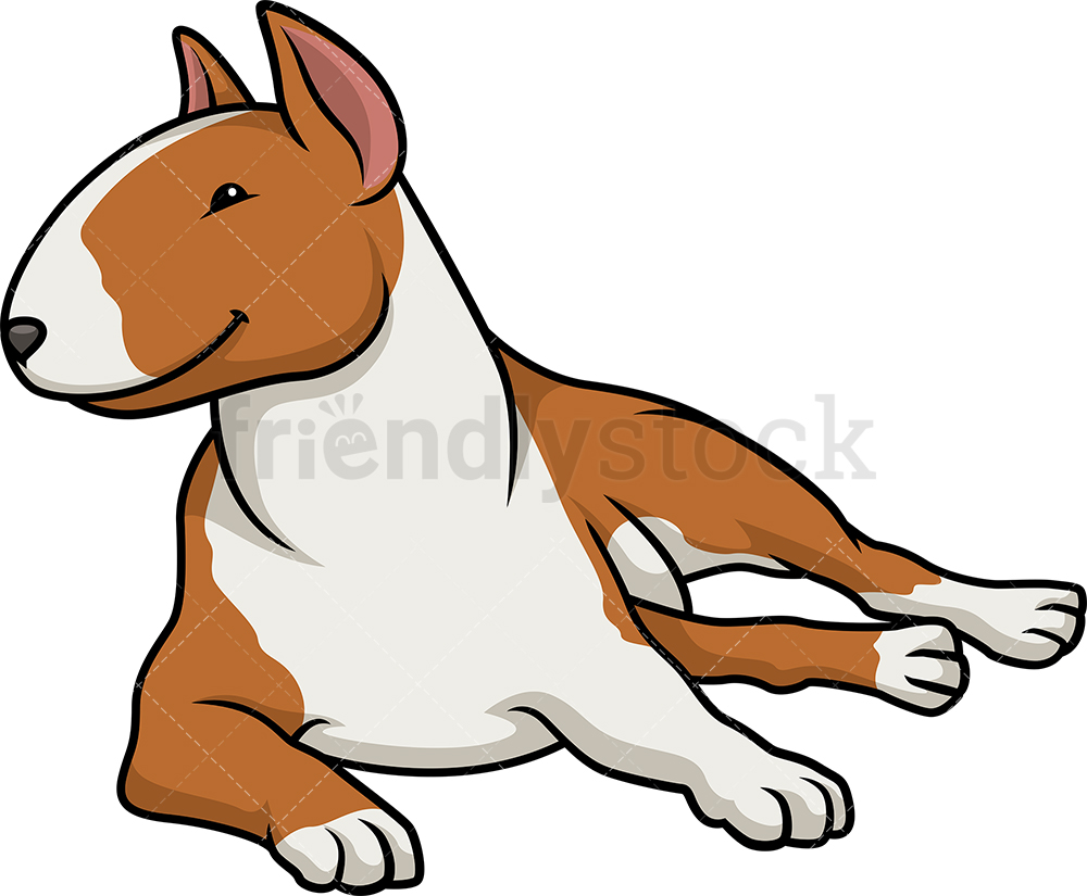 1000x825 Red Bull Terrier Lying Down Cartoon Clipart Vector