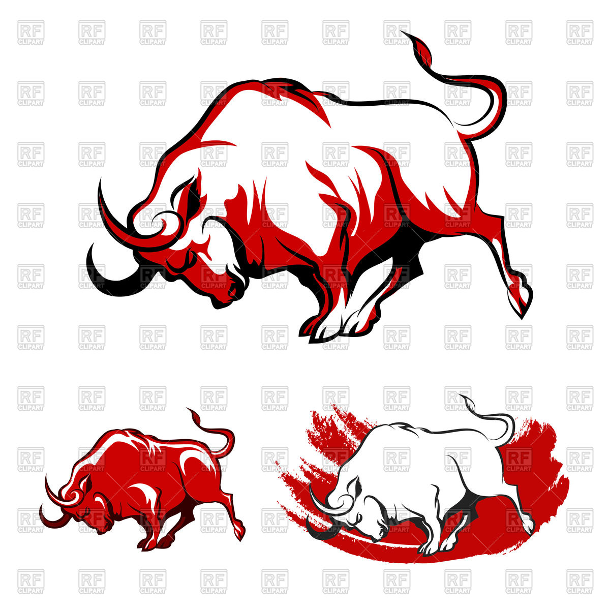 1200x1200 Fighting Bull Emblem Set Vector Image Of Plants And Animals