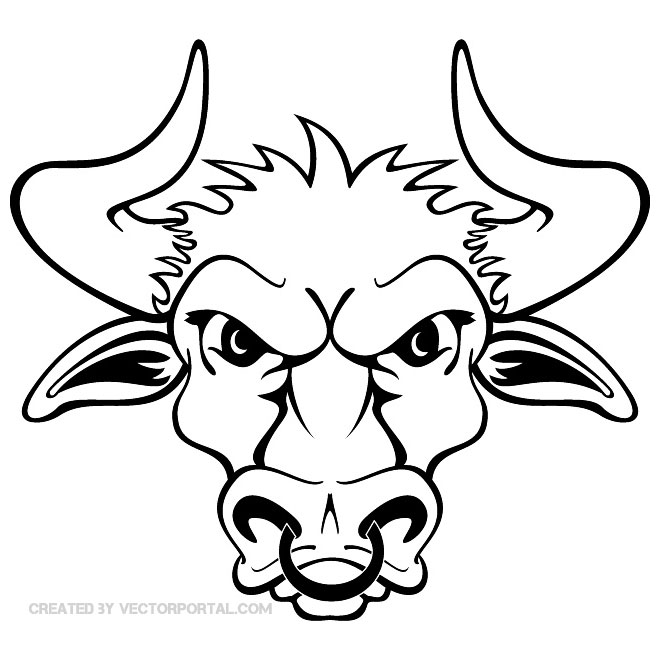 660x660 Bull Head With Sharp Horns Free Vector