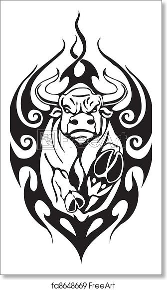 335x580 Free Art Print Of Bull In Tribal Style