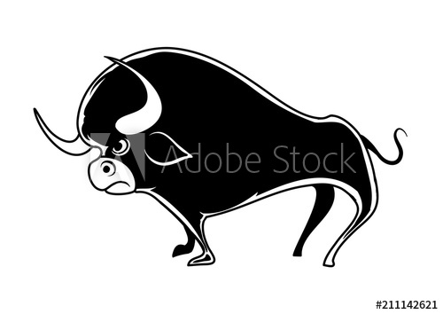 Cartoon Black Bull Vector Illustration 500x354 Cartoon Black Bull Vector Illustration