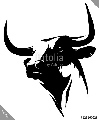 Black And White Linear Paint Draw Bull Vector Illustration Stock 414x500 Black And White Linear Paint Draw Bull Vector Illustration Stock