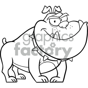 300x300 Clipart Illustration Black And White Angry Bulldog Dog Cartoon