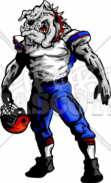 358x590 Football Bulldog Clipart Graphic Vector Cartoon