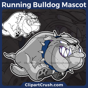 300x300 Running Cartoon Bulldog With A Spiked Collar Clipart