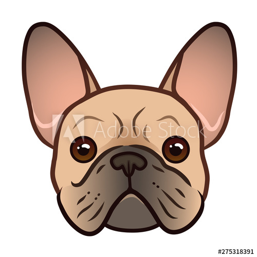 500x500 French Bulldog Face Vector Cartoon Illustration Cute Friendly Fat