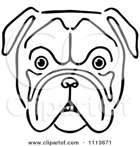 450x470 Clipart Vintage Black And White Bulldog Face