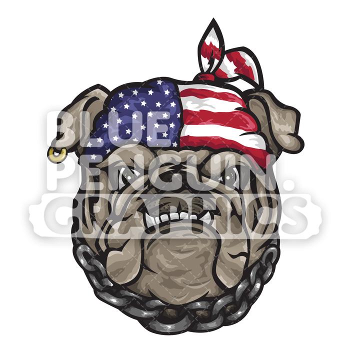700x700 Cool Bulldog Head With Usa Flag Headband Vector Cartoon Clipart
