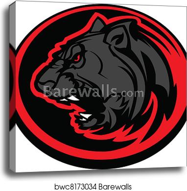 382x390 Panther Mascot Head Vector Graphic, Canvas Print Barewalls