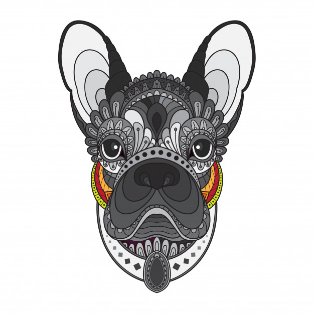 626x626 Zentangle Stylized French Bulldog Head Vector Illustration Vector