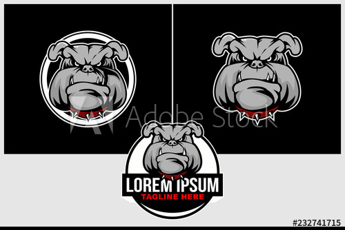 500x334 Angry Bulldog Animal Cartoon Character Head Vector Round Logo