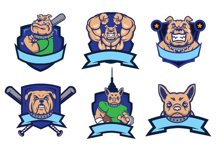 700x490 Bulldog Mascot Vector Logo Set