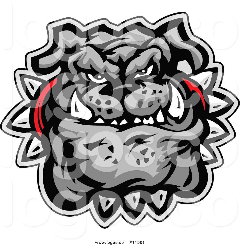 1024x1044 Vector Logo Of A Tough Gray Bulldog Mascot With A Spiked Collar