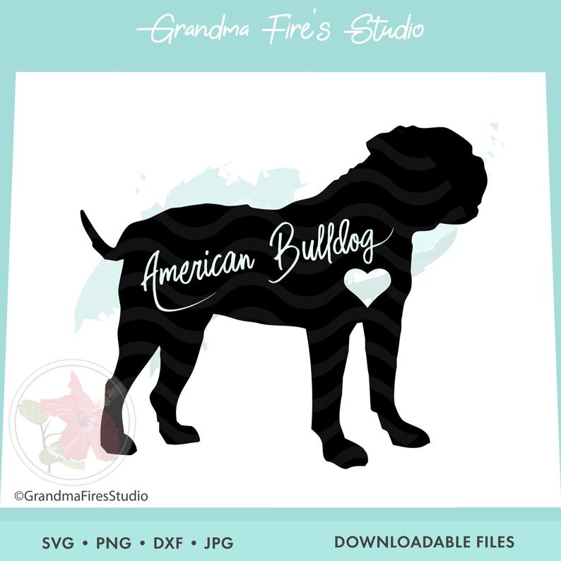 794x794 American Bulldog American Bulldog Silhouette Dog Etsy