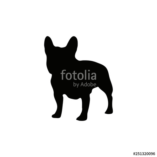 500x500 French Bulldog Silhouette Sketch In Black Color Isolated On White