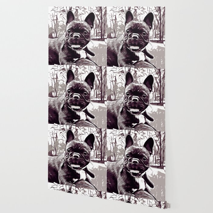 700x700 French Bulldog Basketball Vector Art Black White Wallpaper