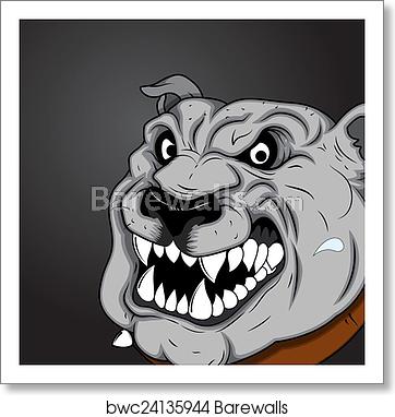 362x382 Angry Bulldog Vector Face, Art Print Barewalls Posters Prints