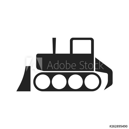 500x500 Bulldozer Black Silhouette Vector Drawing Isolated Object