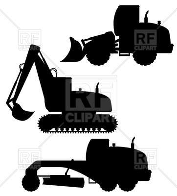 362x400 Silhouettes Of Bulldozer, Excavator, Grader