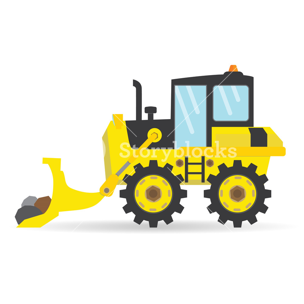 1000x1000 Cartoon Flat Bulldozer Vector Industry Transportation Illustration