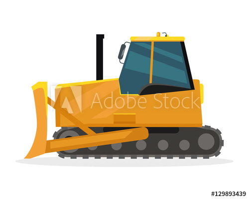 500x400 Bulldozer Vector Illustration In Flat Design