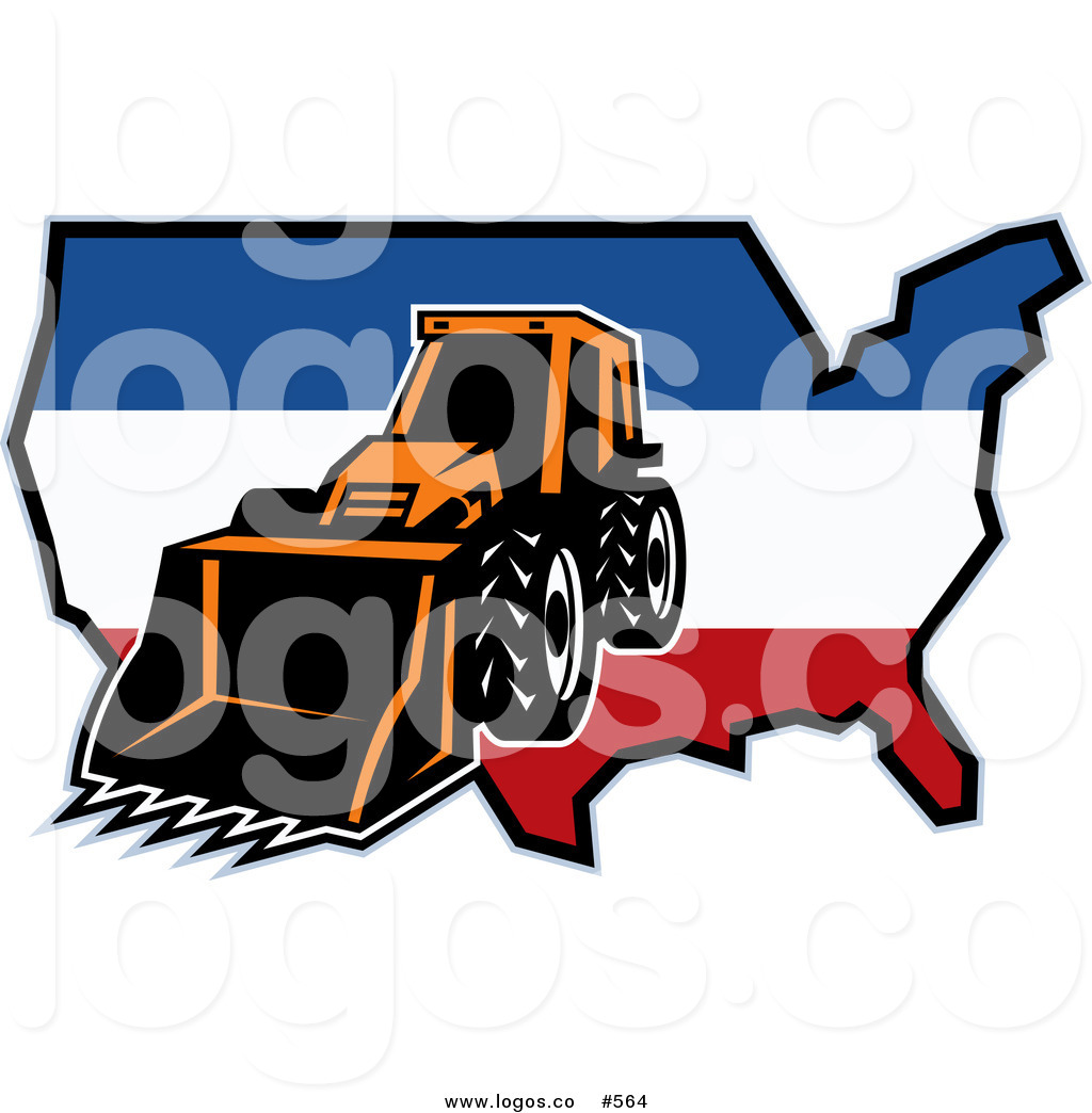 1024x1044 Royalty Free Vector Logo Of A Bulldozer And America