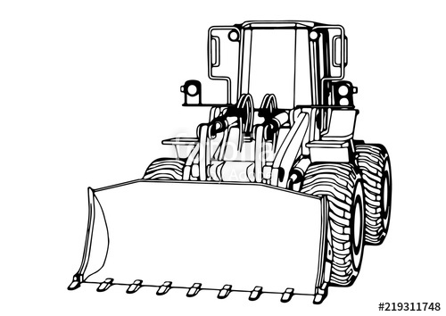 500x354 Sketch Of A Construction Bulldozer Vector Stock Image And Royalty